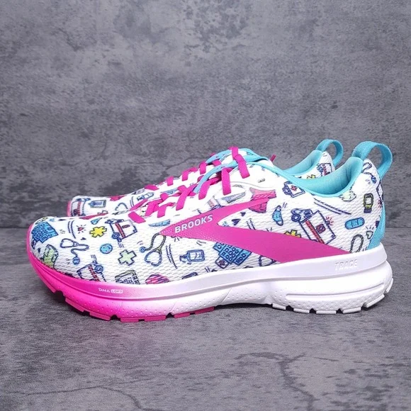 BROOKS Trace 4 Hero Medical Nurse Running Shoes Womens Size 8.5 B White Pink - Picture 1 of 7